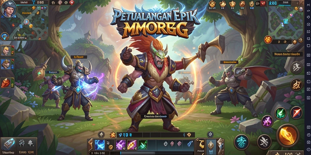 Screenshot E88 menunjukkan aksi pertempuran di dunia MMORPG yang megah.