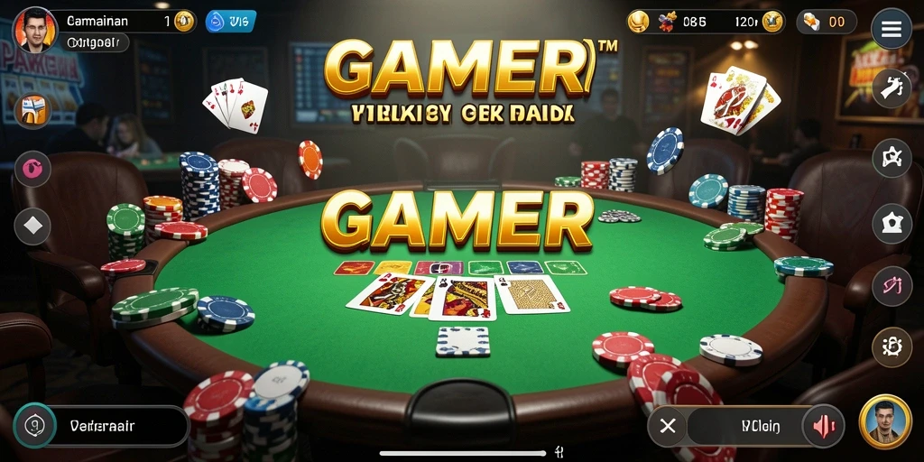 Screenshot gameplay GAMERP yang menampilkan suasana poker yang mendebarkan.
