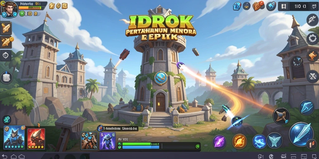 Screenshot menunjukkan aksi seru dalam permainan Tower Defense.