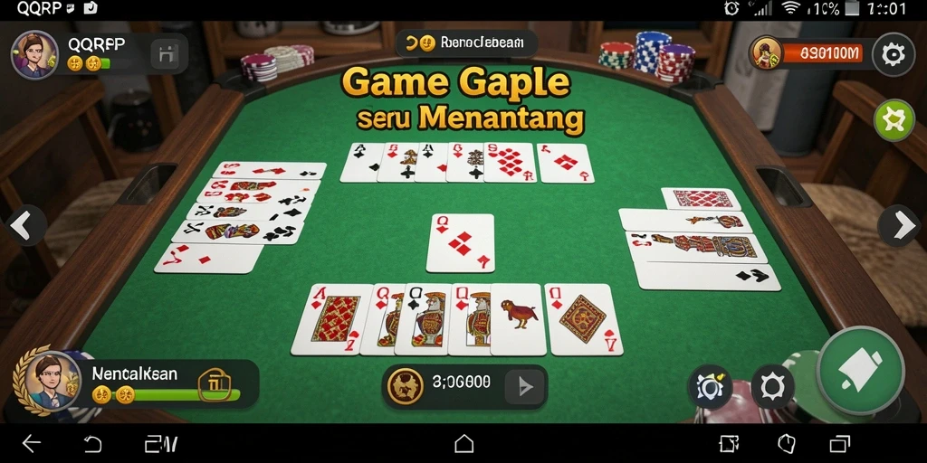 Gameplay seru <strong>QQRP</strong> dengan tampilan kartu Gaple yang menarik.