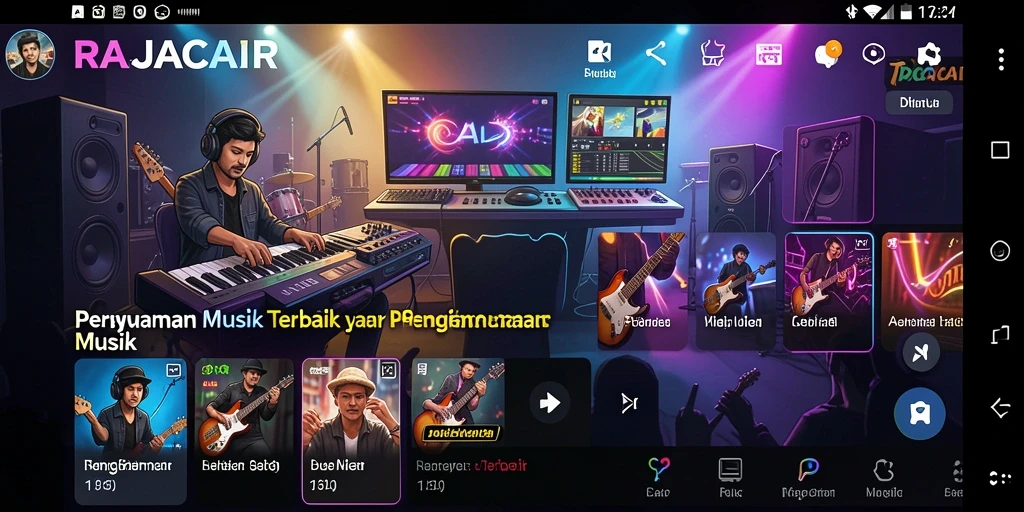 Tampilan gameplay RAJACAIR yang mengasyikkan dengan berbagai pilihan lagu.