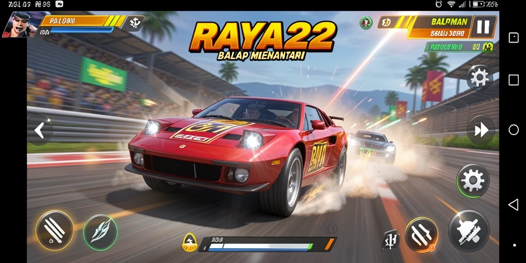 Tampilan gameplay seru dalam balapan RAYA22.