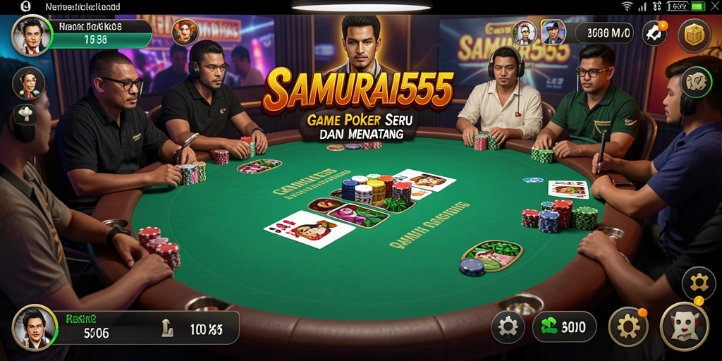 Screenshot gameplay SAMURAI555 yang menampilkan aksi poker seru.